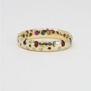 Rainbow Confetti Ring with Diamonds